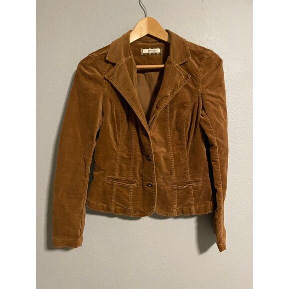 Vintage Jordache Womens Blazer Small Brown Velvet Stretch Western Cowgirl Y2K - Picture 1 of 8